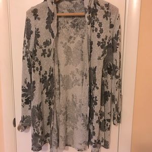 Floral hooded cardigan sweater